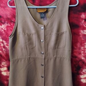 Vintage Women's Tan Button-Down Dress